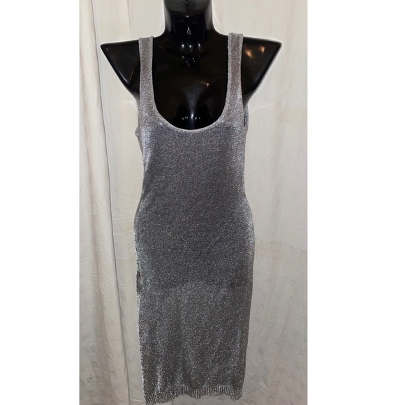 Silver Knit Dress, Size Small - Picture 2 of 4